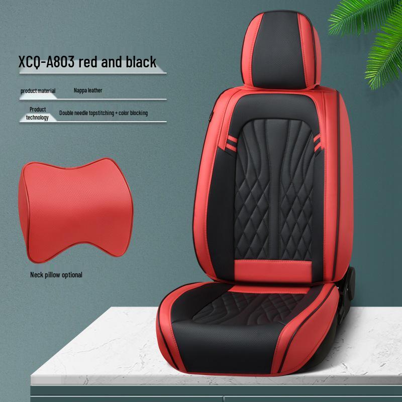 All-Season Nappa Leather Car Seat Cushion - Breathable, Perforated Universal Cover