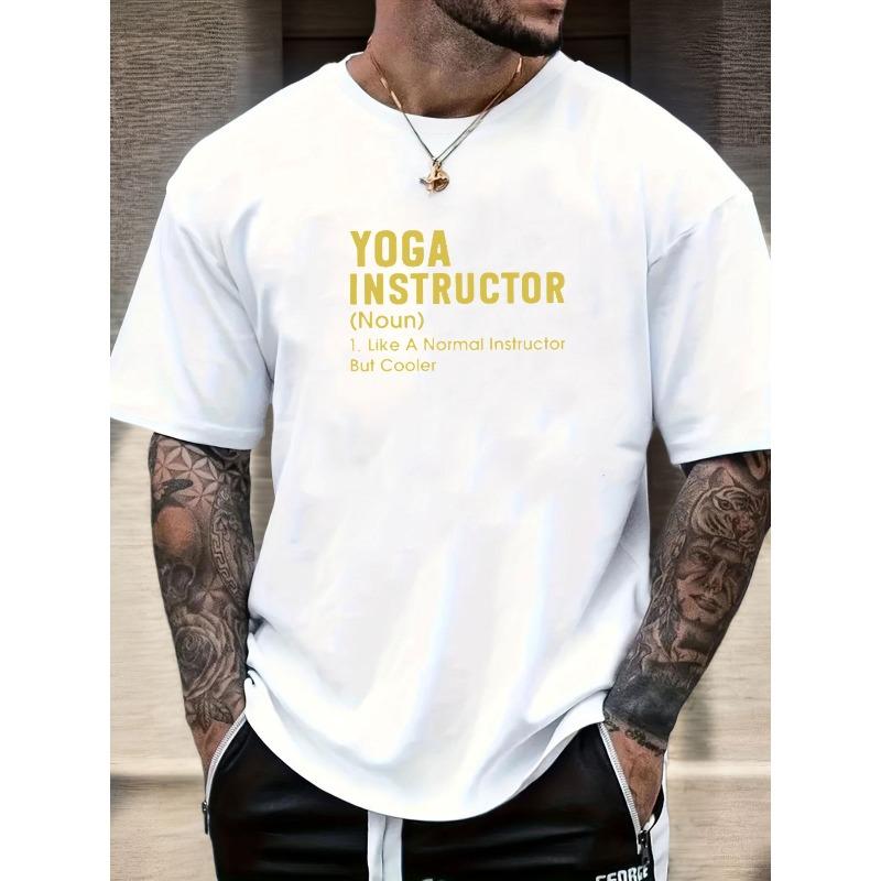 European sizes Men's Yoga Instructor Graphic Summer Casual Crew Neck Short Sleeve T-Shirt