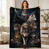 Wolf Pack Alpha Coral Fleece Blanket Wildlife Portrait Decor