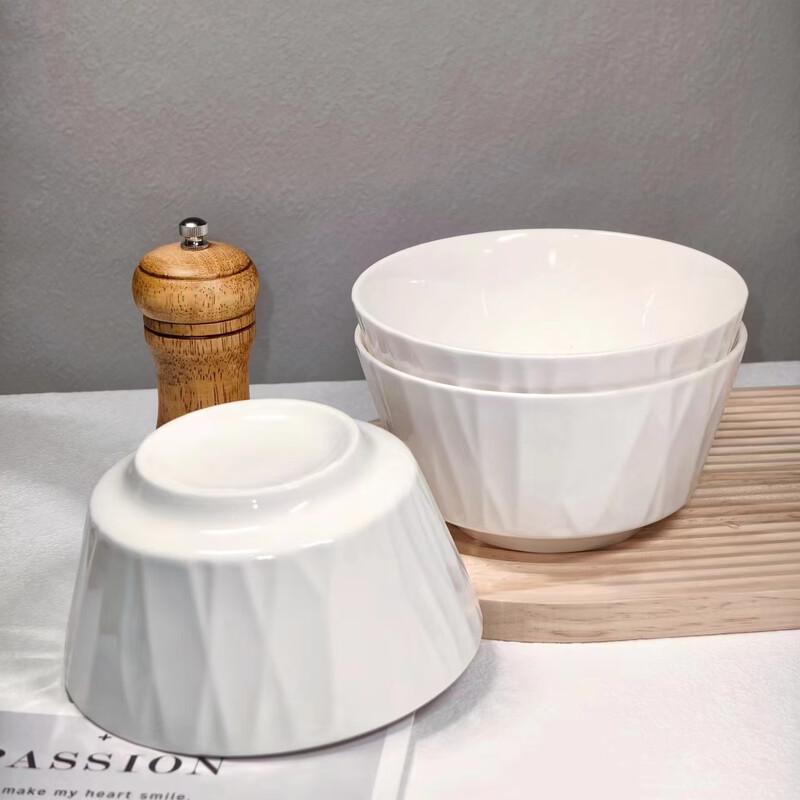 ZISIZ White Jade Glazed Ceramic Noodle Bowl