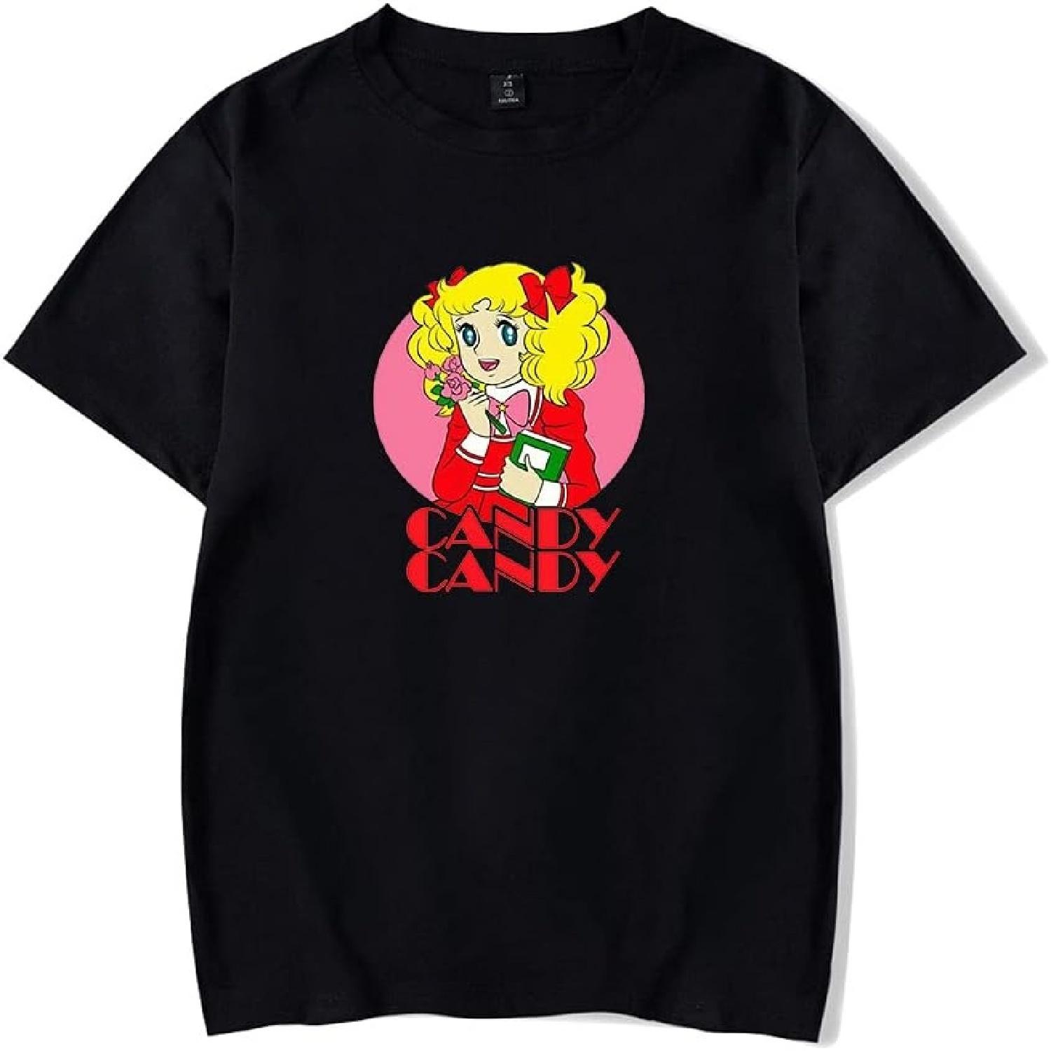 

WJHYWDH Candy Candy New Anime T-Shirt Merch Casual Short Sleeved T Shirt Unisex Tee (Black, Large) XXXXXL чорний