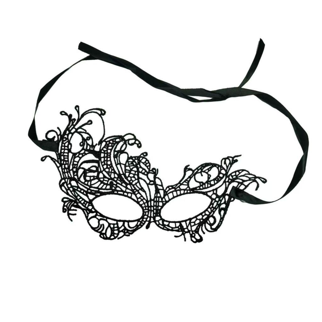 Adult Masquerade Irregular Black Lace Half Face Mask with Musical Note Design