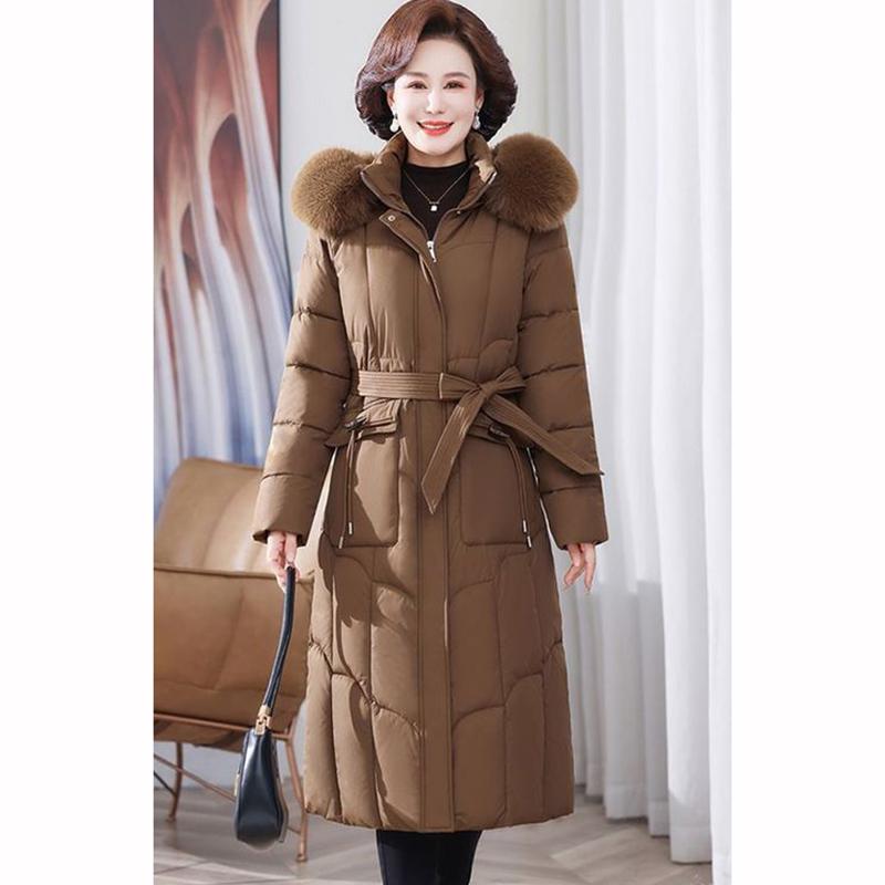 Iarnă Femei Palton Puf Parka Jachete Puf Lung Slim Guler Blană Glugă Parka Mamă Paltoane Calde Îmbrăcăminte Exterioară
