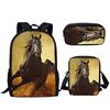 Luxury Horse Backpacks Bags 3D Print 3pcs/Set Pupil School Bags Laptop Daypack Backpack Inclined Shoulder Bag Pencil Case