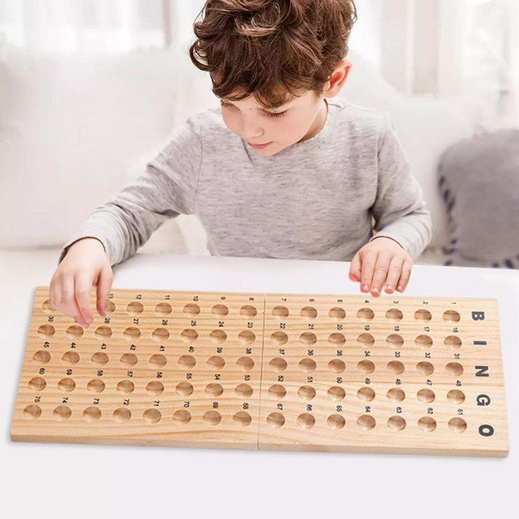 Wooden Bingo Masterboard Board, Ball Holder Education Toy, Portable, Easy to Use, Foldable for