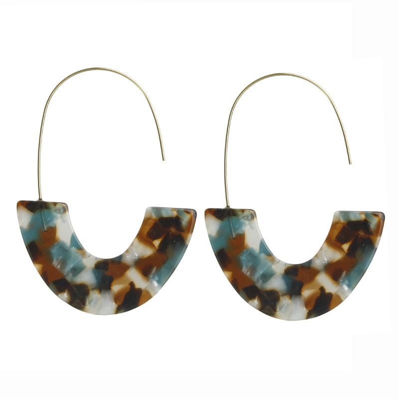 

European and American earrings new leopard print acrylic acetate sheet U-shaped earrings wish source earrings