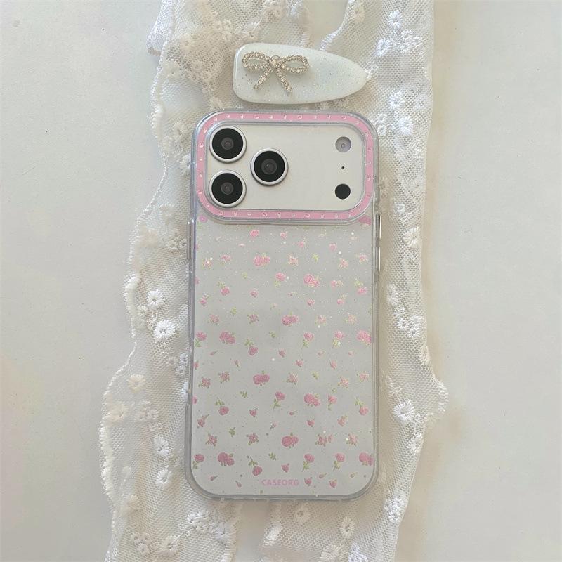 Pink Floral Sequin Bow Phone Case for iPhone 17 Pro Max/16/15/14