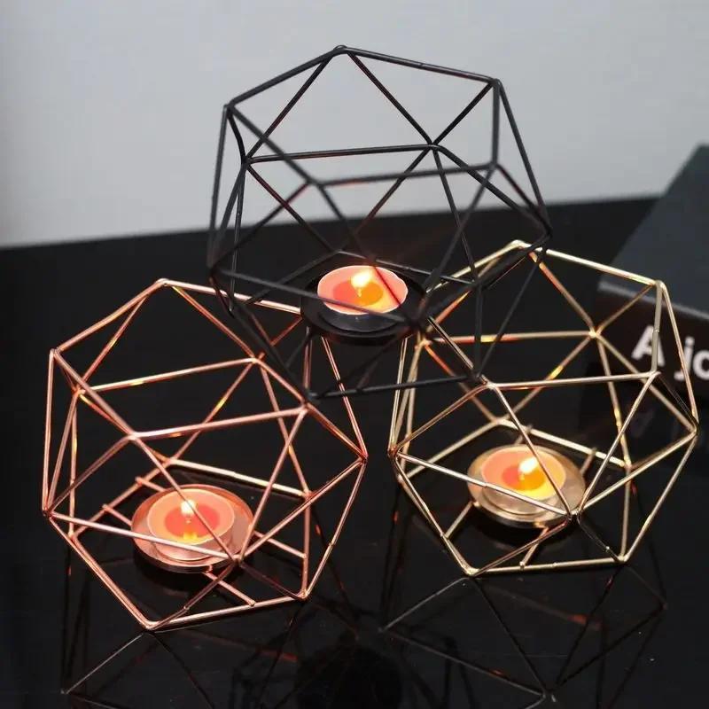 Portacandele Geometrico in Ferro Stile Nordico Portacandele Domestico da Parete Romantico Durevole Portacandele Matrimonio Decorazione Casa Artigianato