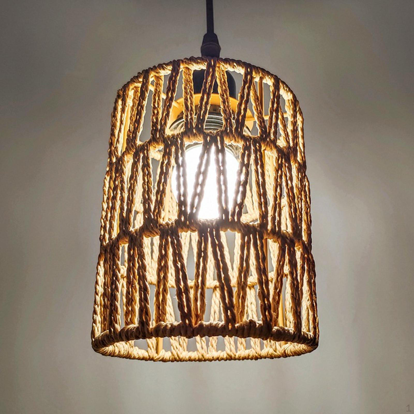 

Pendant Lamp Shade Lampshade Small Hanging Light Fixture Boho Rattan Woven Chandelier Cover Ceiling