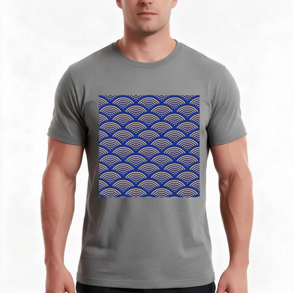 Japanese Ocean Wave Pattern Design Seigaiha And Blue Tshirt Summer Casual Cotton Tee Oversized Streetwear Tops 100 Cotton