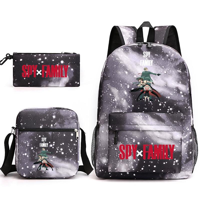 Spy Play House, Animation Periphery Backpack Student Schoolbag Satchel Pencil Case Three-Piece Set