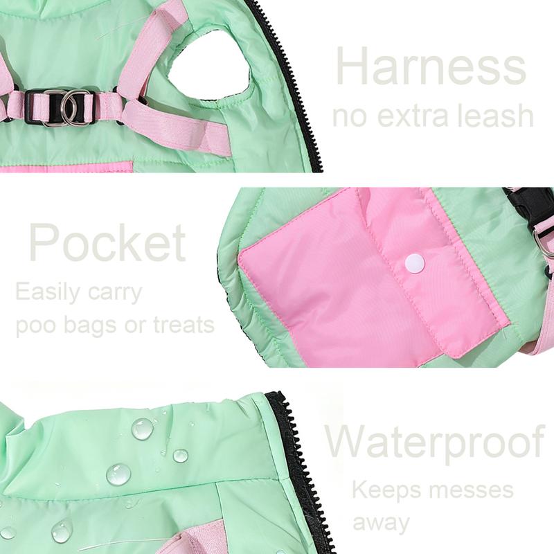 Warm Dog Coat For Autumn Winter Windproof Dogs Jacket With Harness Outdoor Waterproof Puppy Jacket For Small Medium Dogs Bulldog