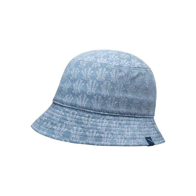 Anta Kyrie Series Solid Color Logo Denim Jacquard Fisherman Hat Unisex Hats Denim-Blue 192521281-2