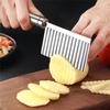 Картофелерезка из нержавеющей стали, ножи для резки картофеля фри, волнистые ножи для резки овощей, фруктов, зубчатое лезвие, слайсер, измельчитель, кухонные аксессуары