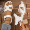 Fashion High Heel Sandals for Women Cross Band Women Shoes Summer Plus Size Light Non Slip Platform Sandals Thick Heeled Casual Sandles