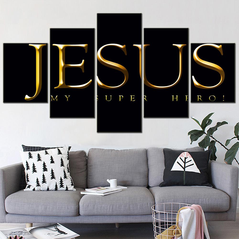5 Pieces Canvas Wall Arts Poster Painting The Letter Of Juses Wallpaper Home Decorative Living Room Picture Print Bedroom Mural