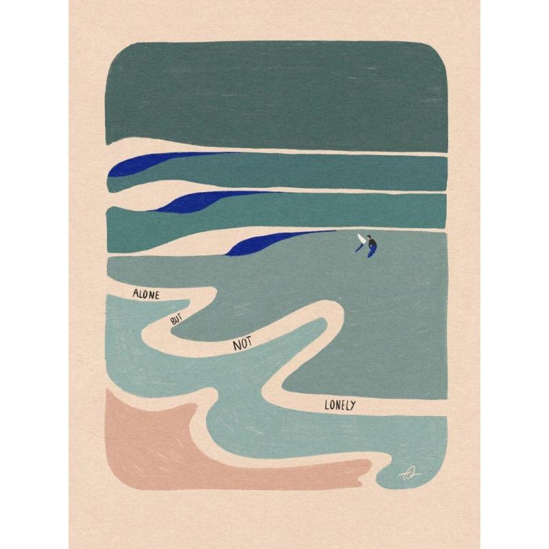 Nordic Minimalistic Art Surfing Paddling Swimming Sea Wave Print Poster Canvas Painting Abstract Wall Art for Room Home Decor