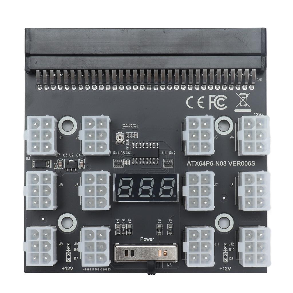 Breakout Board Power Supply Adapter Module 12 Ports 6 Pin Digital Display for HP Server