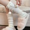 Nové Jednobarevné Návleky na Nohy Zesílené Harajuku Střední Ponožky Pletené s Mašlí Punčochové Zboží Dámské