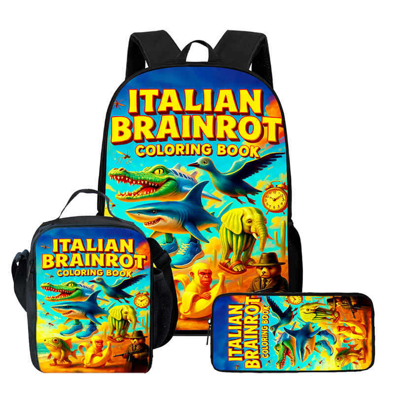 Wooden Stick Man Brain Rot Schoolbag High Definition Printing Leisure Cross Border Light Backpack