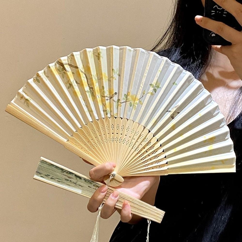 Chinese Style Tassel Folding Fan Butterfly Handheld Fan Classical Bamboo Fan Hanfu Accessories