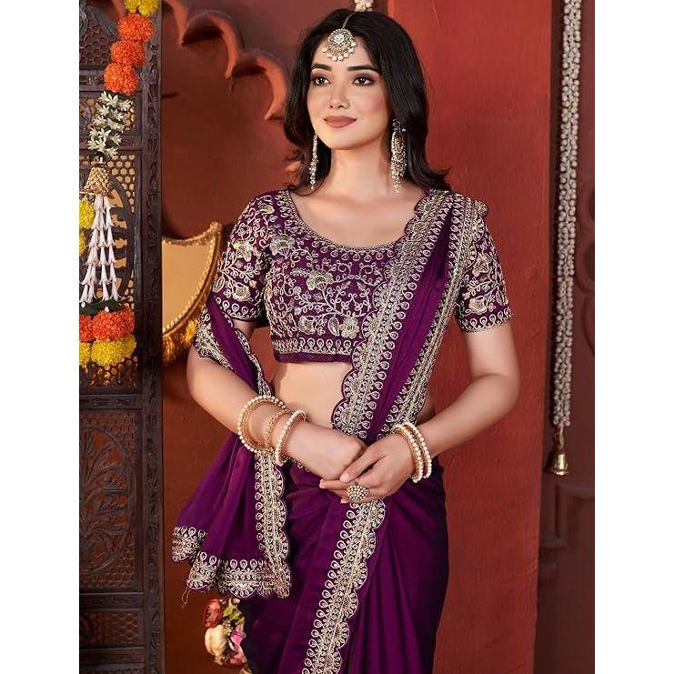 Eleganckie Damskie Projektanckie Sarees Premium Tkanina Rangoli z Ozdobnym Brzegiem, Lekka i Stylowa Odzież Etniczna - Idealna na Przyjęcia,