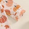 Infant Newborn Baby Girl Halloween Sleeping Romper Ghost/Pumpkin Print Lapel Long Sleeve Button Down Jumpsuit