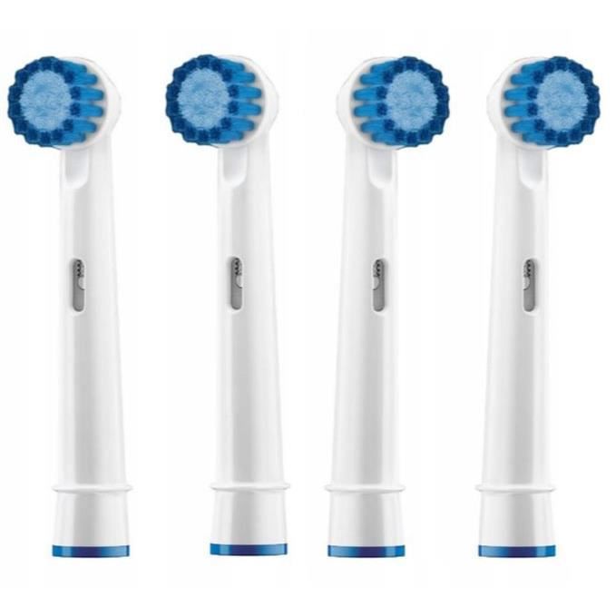 Ensemble de 4 têtes remplaçables de rechange adaptées aux brosses à dents électriques rotatives Oral-B SENSITIVE