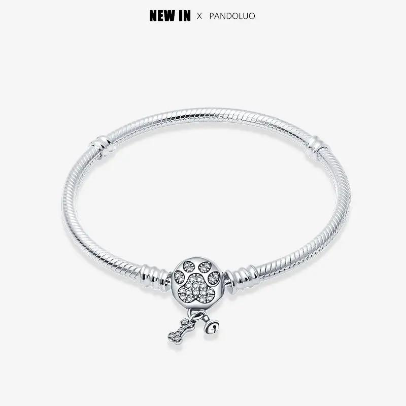 2024 Hot Sale 925 Silver Heart Shaped Snake Chain Bracelet Fit 3mm Pendant Charm Beads Women Jewelry Multiple Shapes Bracelets