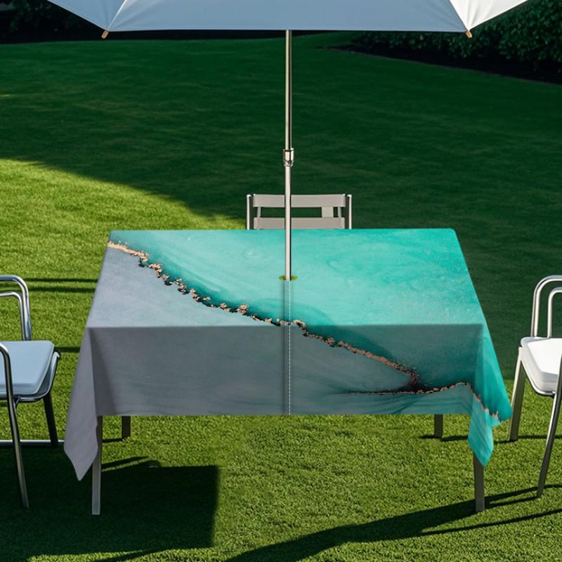 Outdoor Rectangular Table Cover With Starry Sky Sand Flow Waterproof Elastic Edge Patio Garden Dining