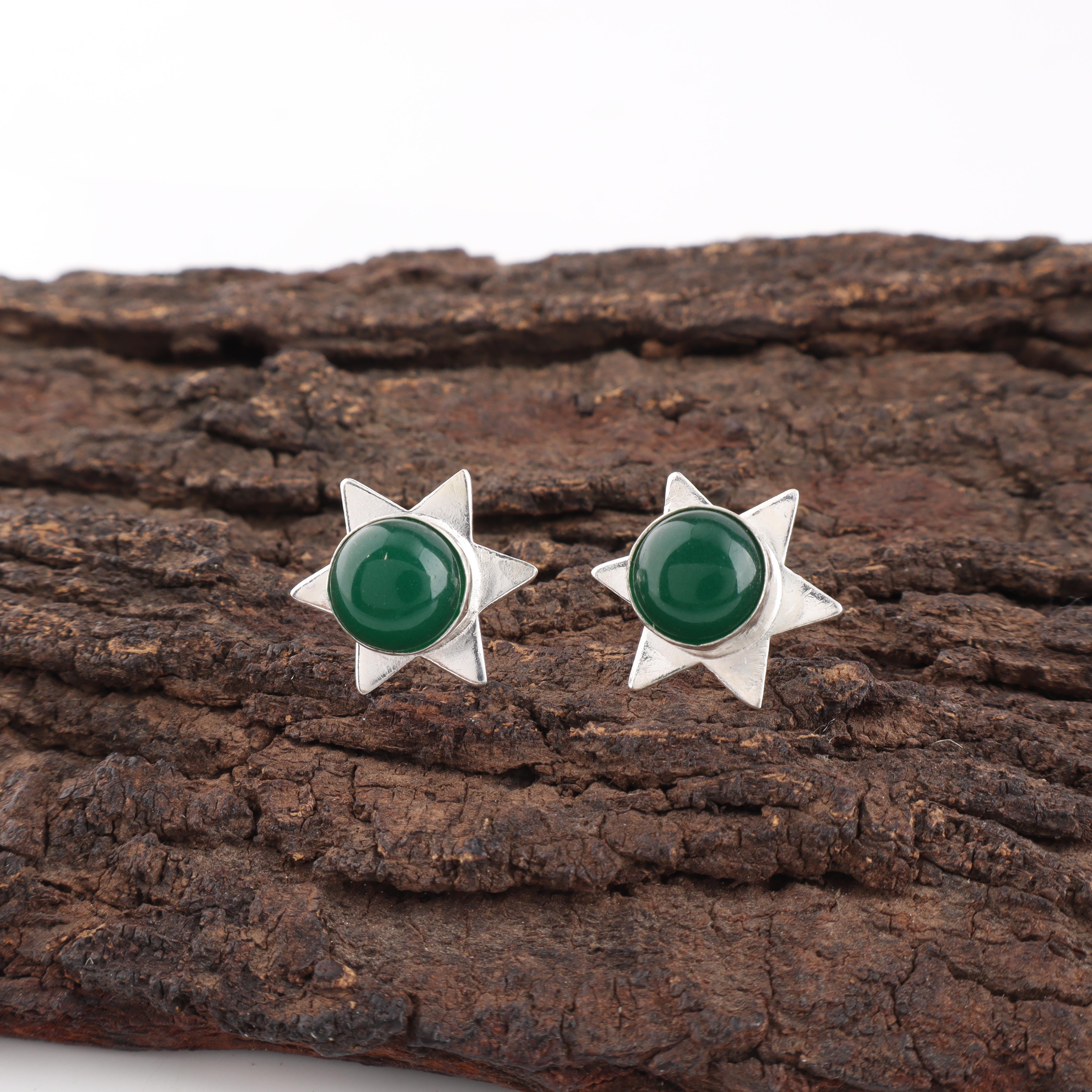 

Серьги из зеленого оникса, кабошон, из стерлингового серебра 925 пробы, ручной работы, с драгоценными камнями, ювелирные украшения, подарки для жены, совершенно новые серьги 0.44 Inches зелёный