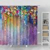 Plant Leaves Flower Bath Curtains Set Garden Floral Drum Tower Fabric Bathroom Decor Splash Resistant Partition Bath Curtains