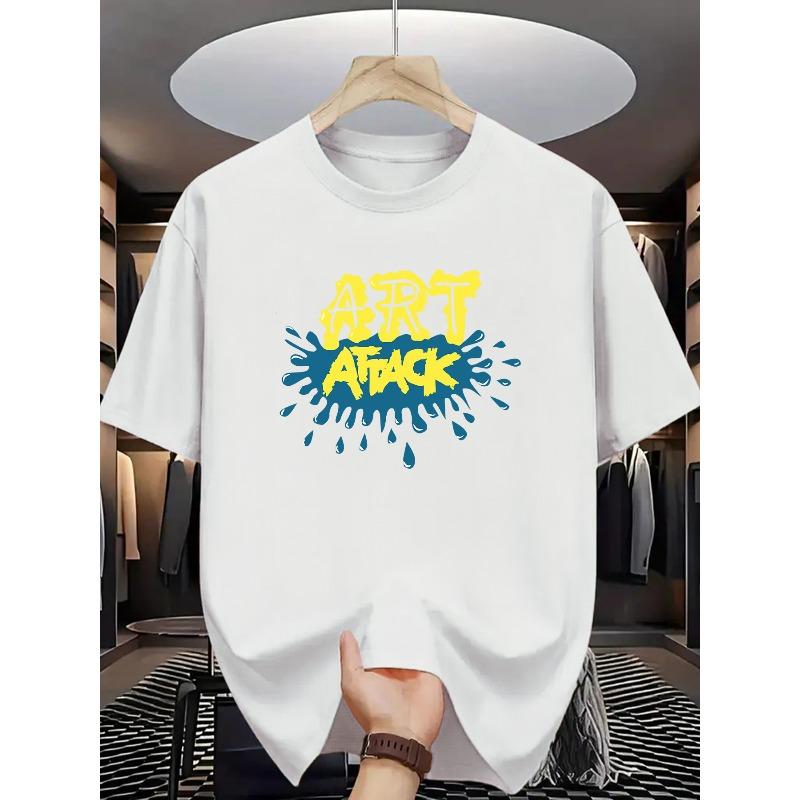 

ART ATTACK Print Men s Short-Sleeve T-Shirt, Featuring a Street Fashion Style, Perfect for Young People S Everyday Wear And Street Activities S белый