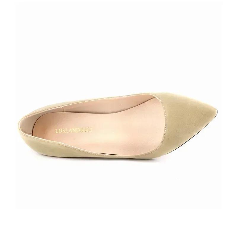 Taglia Grande Donna Décolleté Tinta Unita Classiche Tacco Basso Alto 5cm Traspiranti Slip-on Punta a Stiletto Scarpe da Lavoro da Sposa