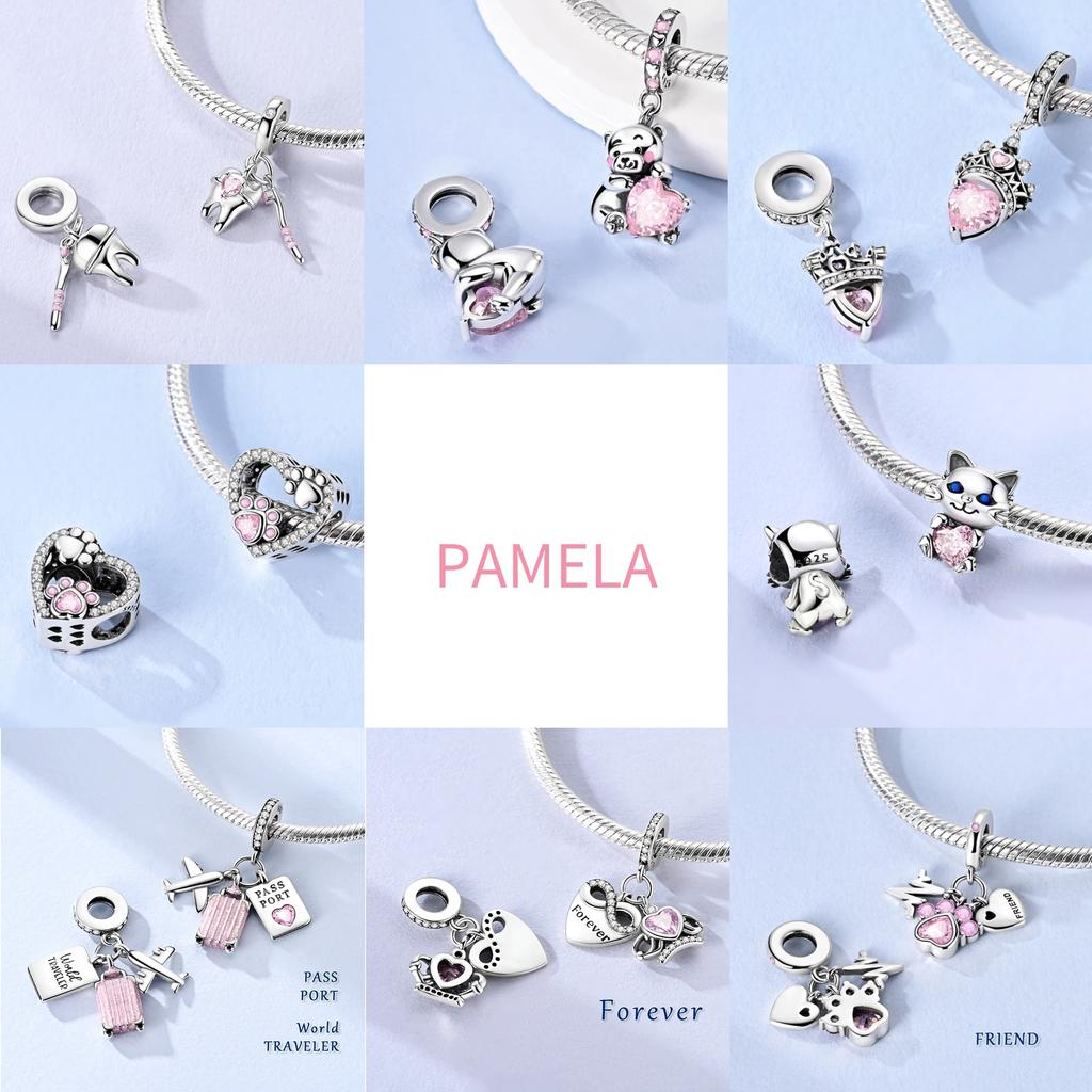 1PCS Charm For DIY Making Bracelet 925 Silver Original Shine Zircon Charms Jewelry Wedding Birthday Gift For Women Mom Friend