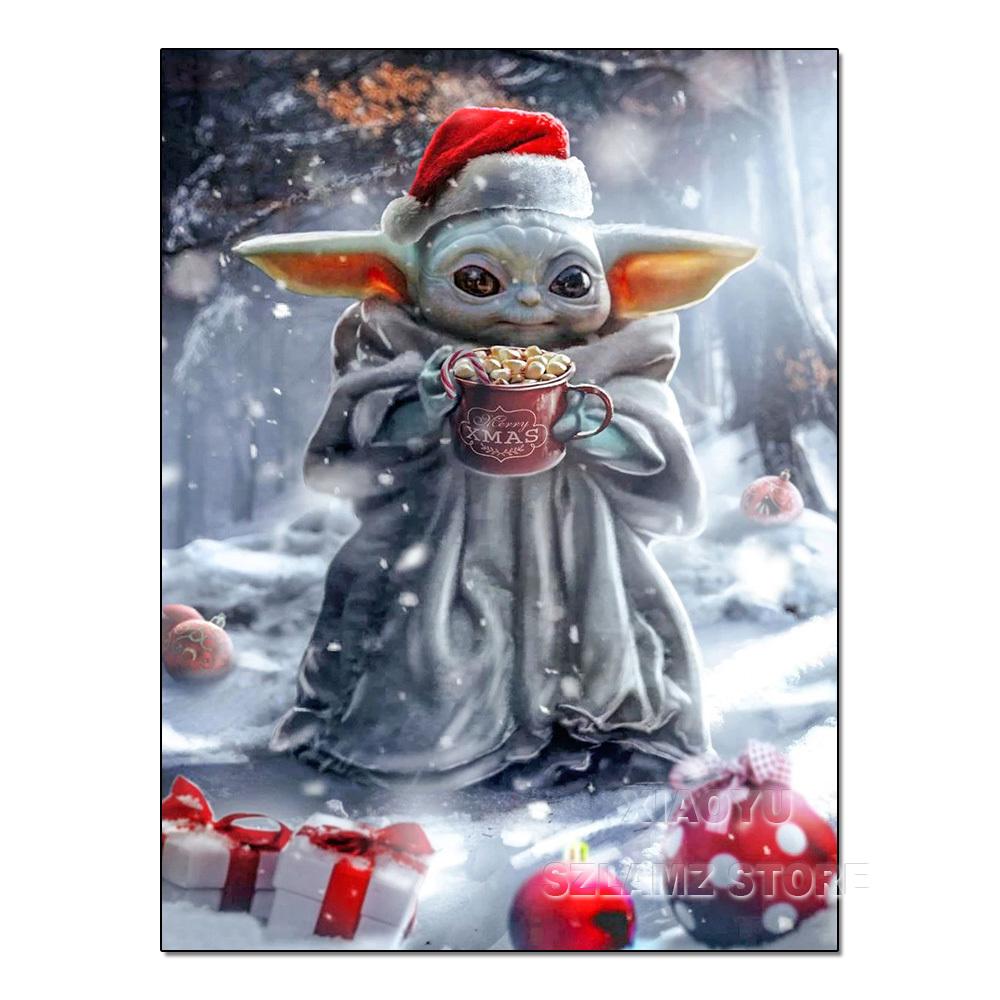 Diamond Painting Yoda Rhinestone Picture Cartoon Full Round Drill Mosaic Embroidery Mandalorian Home Decor Gift