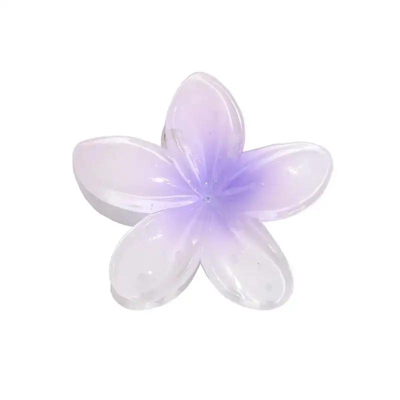 Elegant Gradient Plumeria Acrylic Hair Claw for Women Fashion Flower Hairpins Back Headwear Hair Accessories Jewelry Gifts