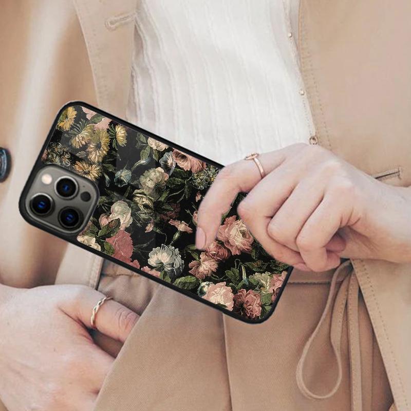 Midnight Floral Magnetic Phone Case For APPLE iPhone 17 Air 16 14 13 12 Pro Max 15 Plus Wireless Charge With MagSafe Cover