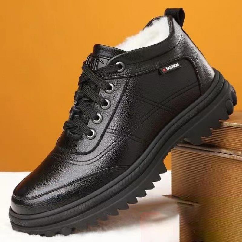 Winter cotton shoes high-top velvet thickened fur integrated snow boots casual warm leather shoes snow comfort