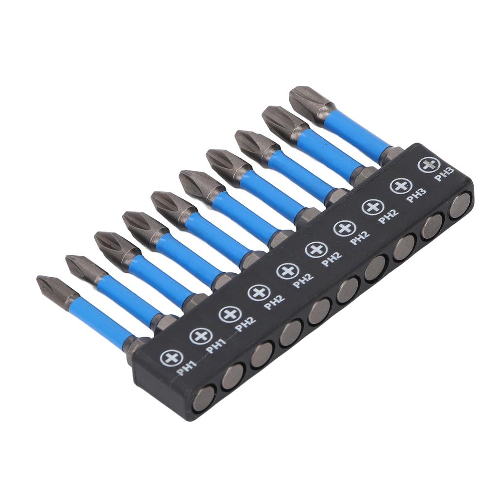 10Pcs Screwdriver Bit Set Magnetic PH Electric Drill Bits PH1 PH2 PH3 2in 50mm S2 Steel with 14in