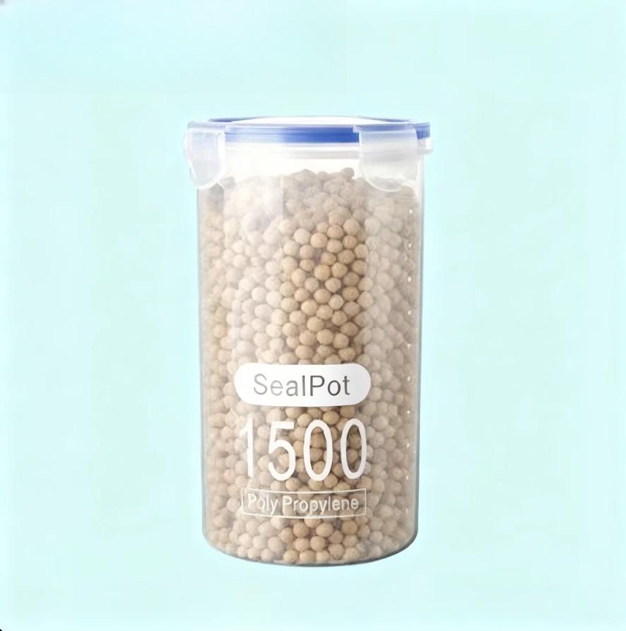Round Transparent Plastic Sealed Food Storage Container with Lid for Kitchen Dry Food Milk Powder Grains