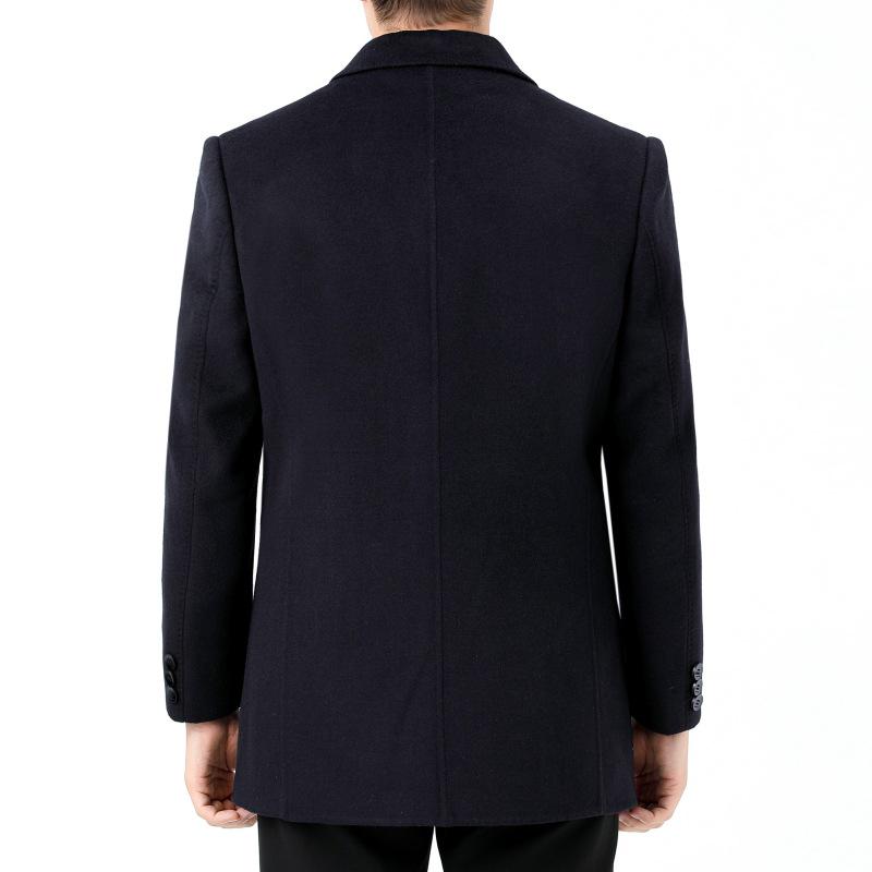 Men's Double-Sided Cashmere Winter Mid-Length Business Coat with Down Liner