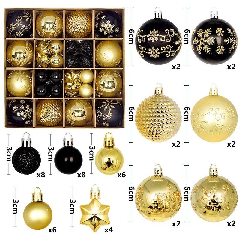 44Pcs Christmas Ball Ornaments 3-6cm shatterproof Christmas Hanging Ball Christmas Tree Decoration Home Party 2026 New Year Gift
