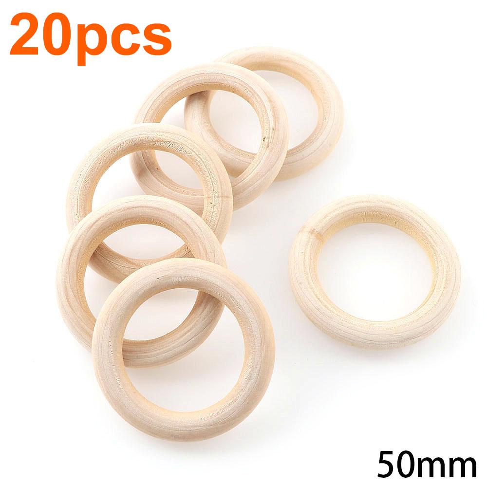 Unfinished Solid Wooden Rings 20-60MM Natural Wood Rings for DIY Crafts Wood Hoops Ornaments Connectors Craft Making