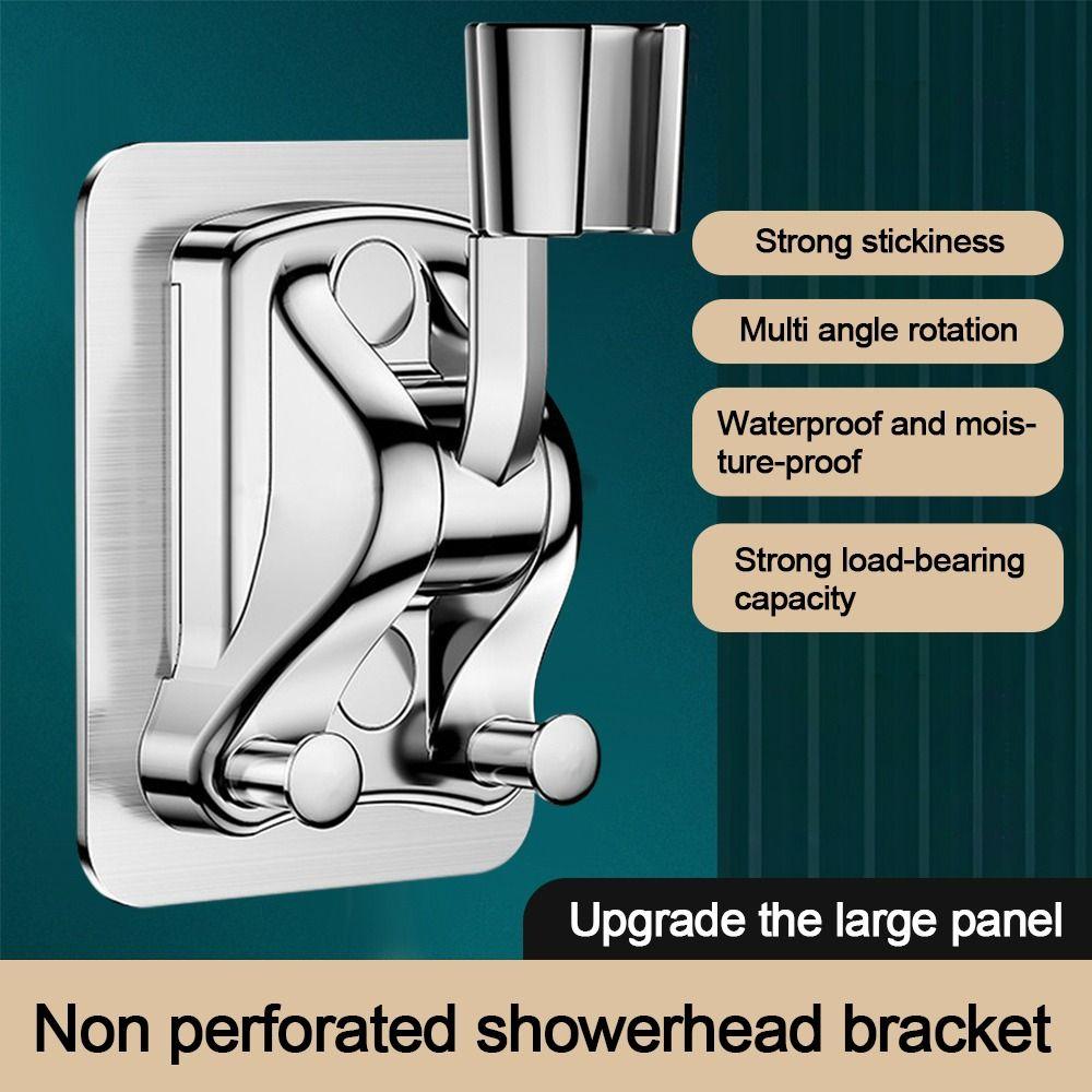 Adjustable Shower Head Holder with hooks Wall Mounted Handheld Sprayer Support Self-Adhesive Showerhead Bracket