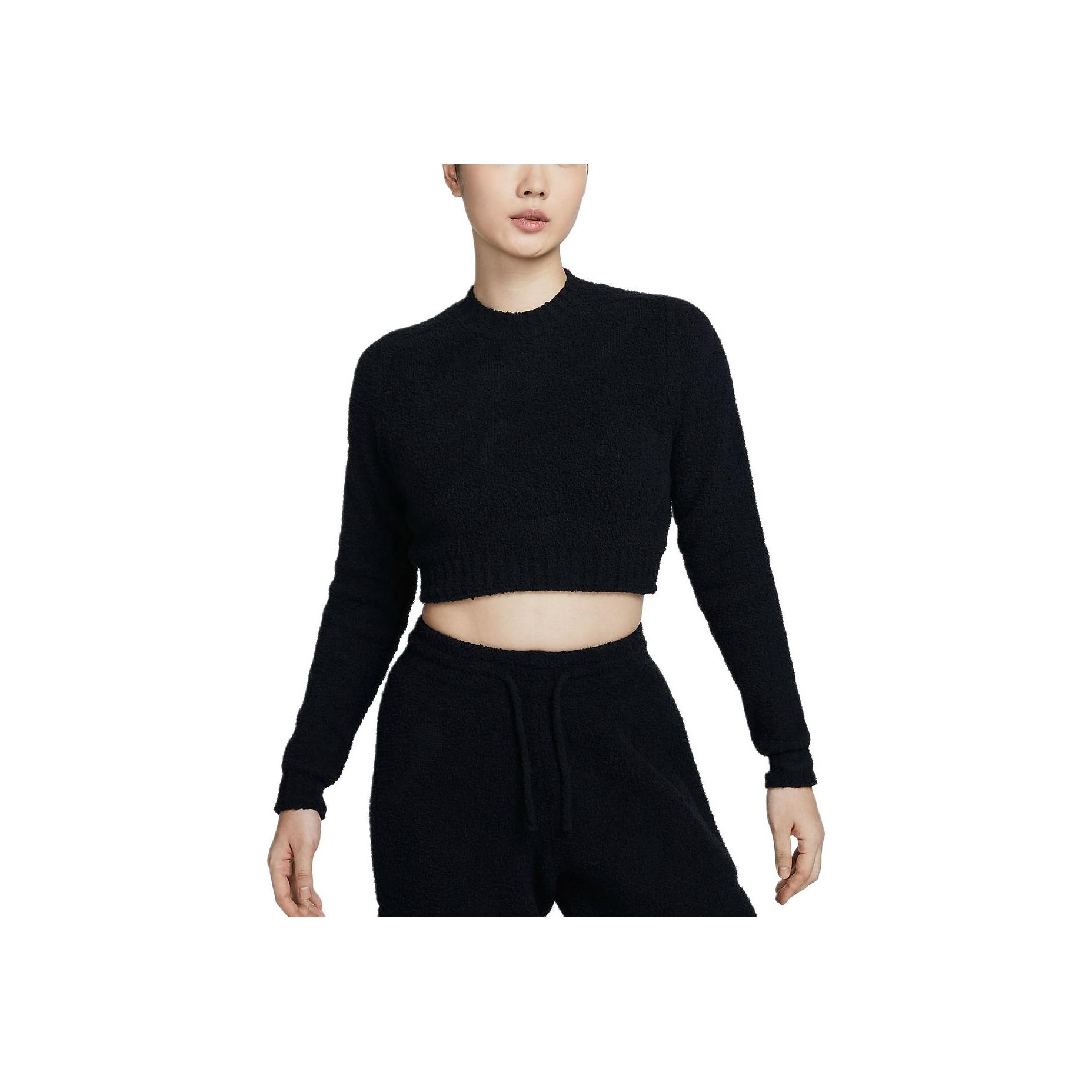

Nike Спортивная одежда Phoenix Cozy Boucle Fitted Solid Color Crewneck Sweater Women sweater Black FZ1717-010 XL