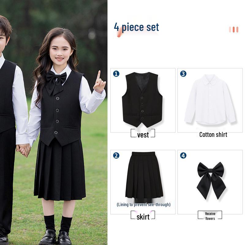 Academy Style School Uniform Set for Boys and Girls - Black Suit Graduation Attire