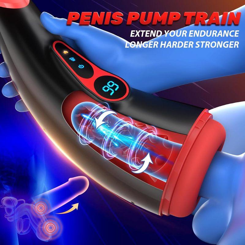 Automatic Male Masturbators Cup Penis Pump with 9 Sucking Vibrating Heating Blowjob Mens Sex Toy LCD Display for Men
