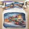 Train Pattern Bedding Quilt Set Quilt Cover Pillowcase Home Decoration Birthday Gift (1 * duvet cover + 2 * pillowcase, without core)