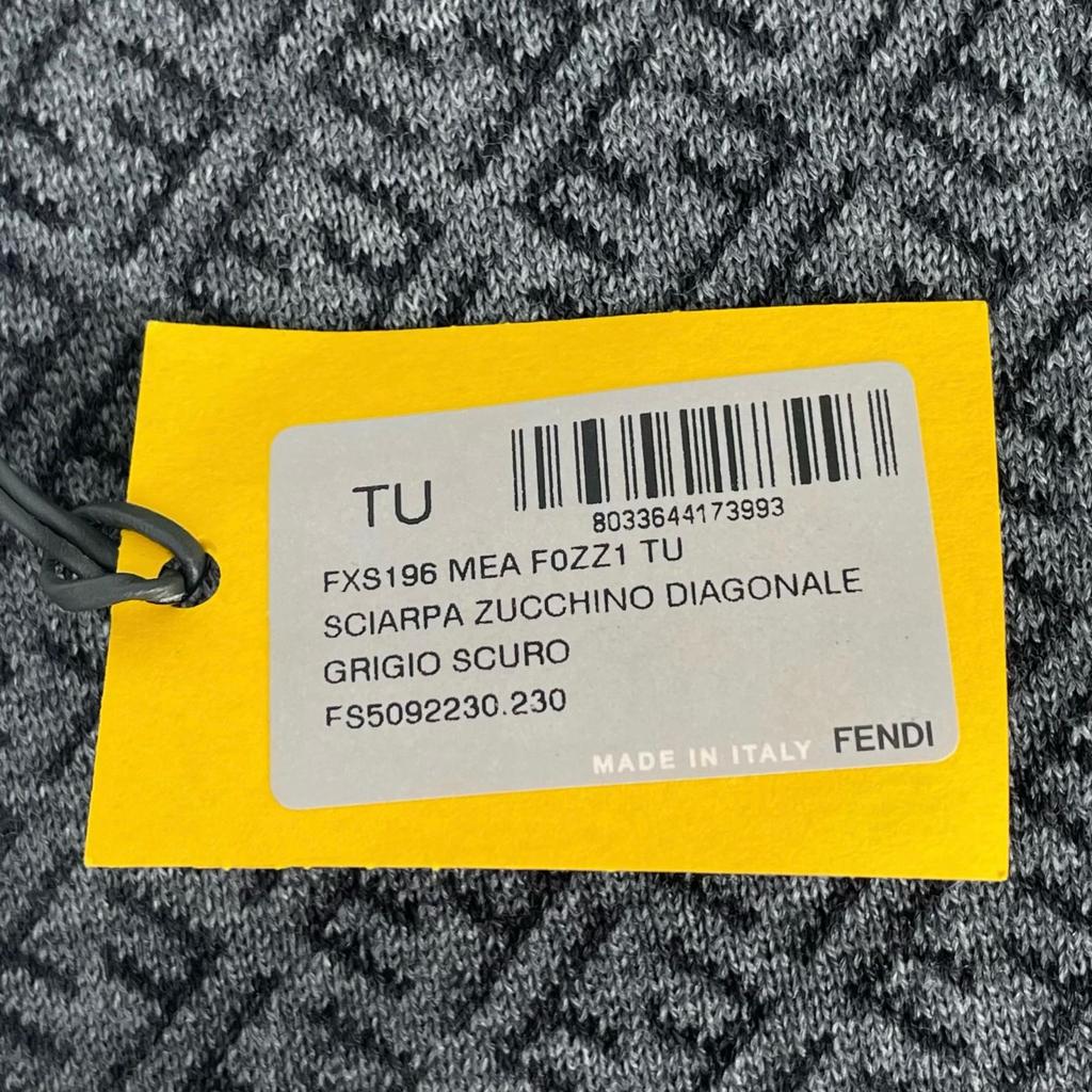 Pristine FENDI Scarf Micro Zucca Pattern gray wool mens Used